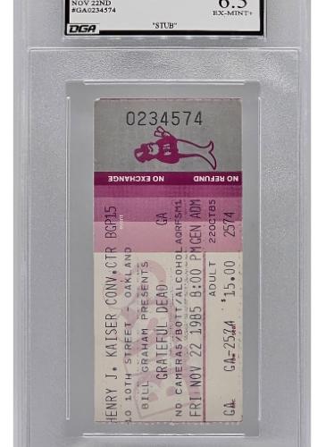 Concert Ticket Graded by Dynamic Grading Authority - Grateful Dead Ticket
