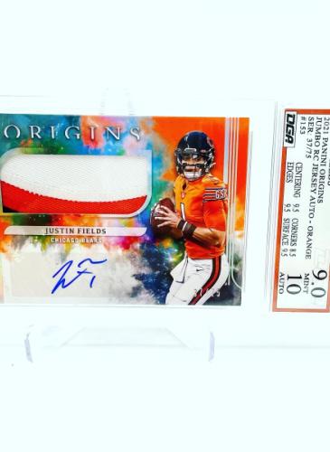 Sports Card Graded by Dynamic Grading Authority - Custom Label - Justin Fields Rookie Auto Chicago Bears
