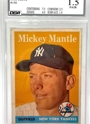 Sports Card Graded by Dynamic Grading Authority - 1958 Topps Mickey Mantle