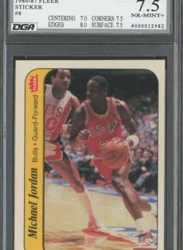 Sports Card Graded by Dynamic Grading Authority - Michael Jordan Rookie Sticker 1986 Chicago Bulls